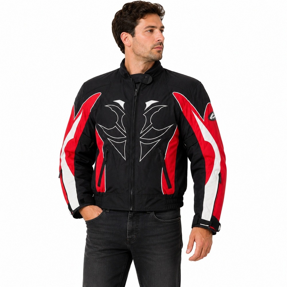 Hein Gericke Motorcycle Jacket Mens M Black Red Sheltex Waterproof Armor Biker
